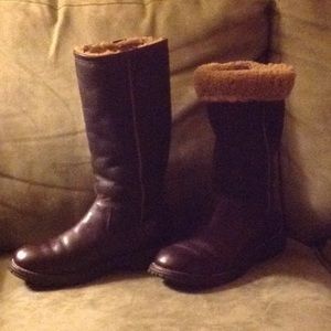 Pair Ugg Brown leather boots